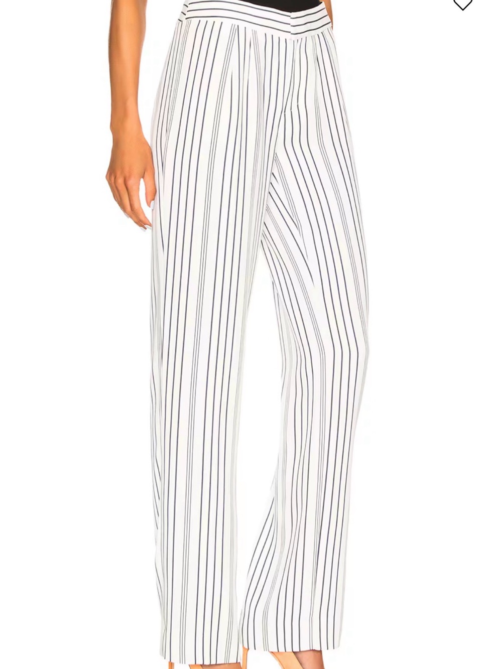 FRAME The True Stripe Straight-Leg Trouser Off White Multi Size 6 Quiet Luxury